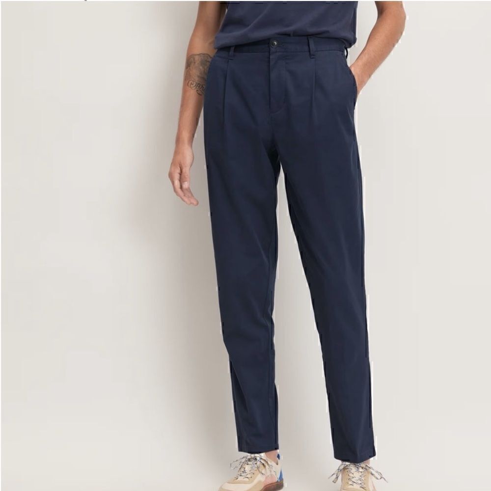 NWT‎ Everlane The Organic Cotton Pleated Chino Deep Navy 33x32